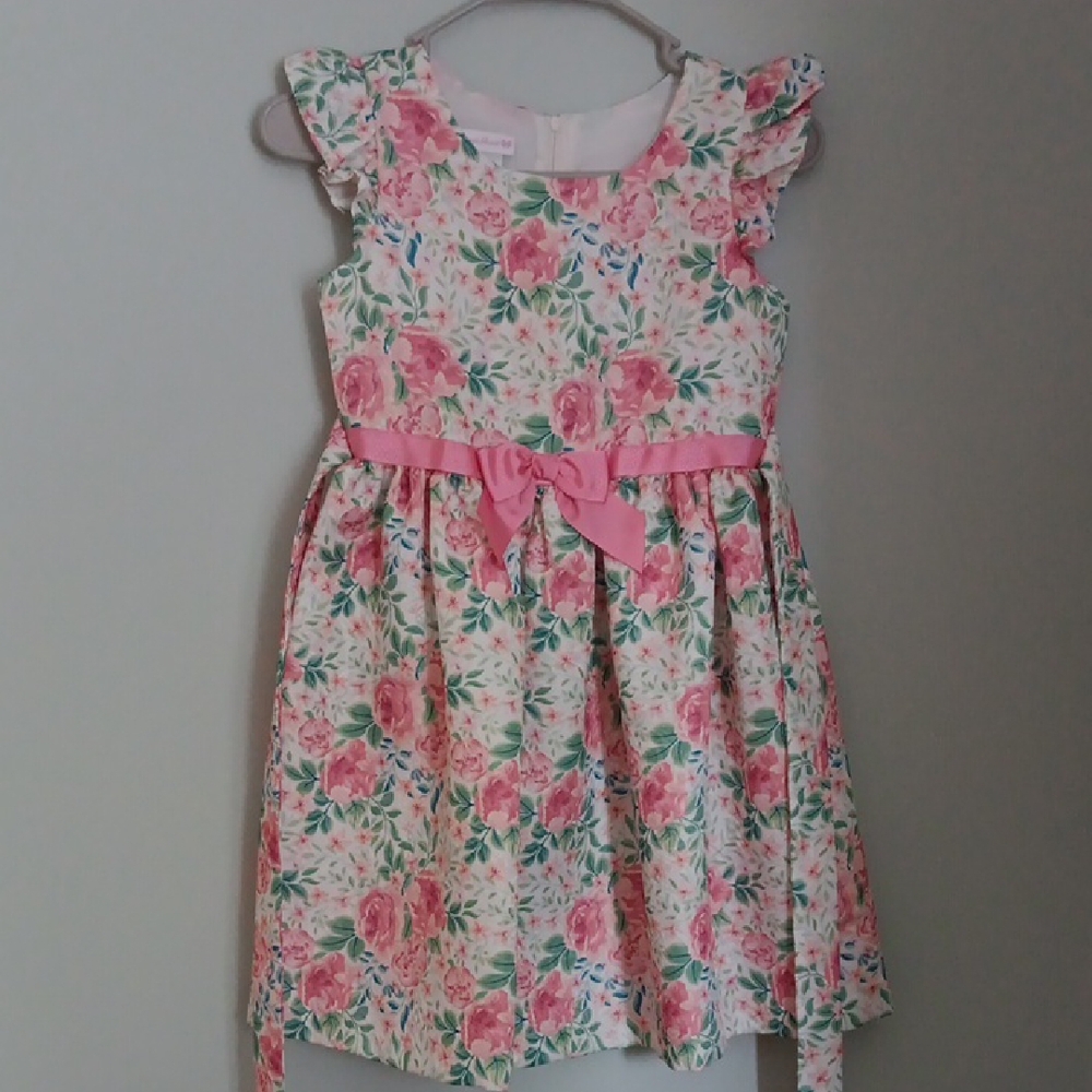 Bonnie Jean Pink and Green Ruffled Tiered Sundress